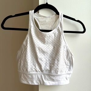 Lululemon high neck sports bra eyelet detail white 8